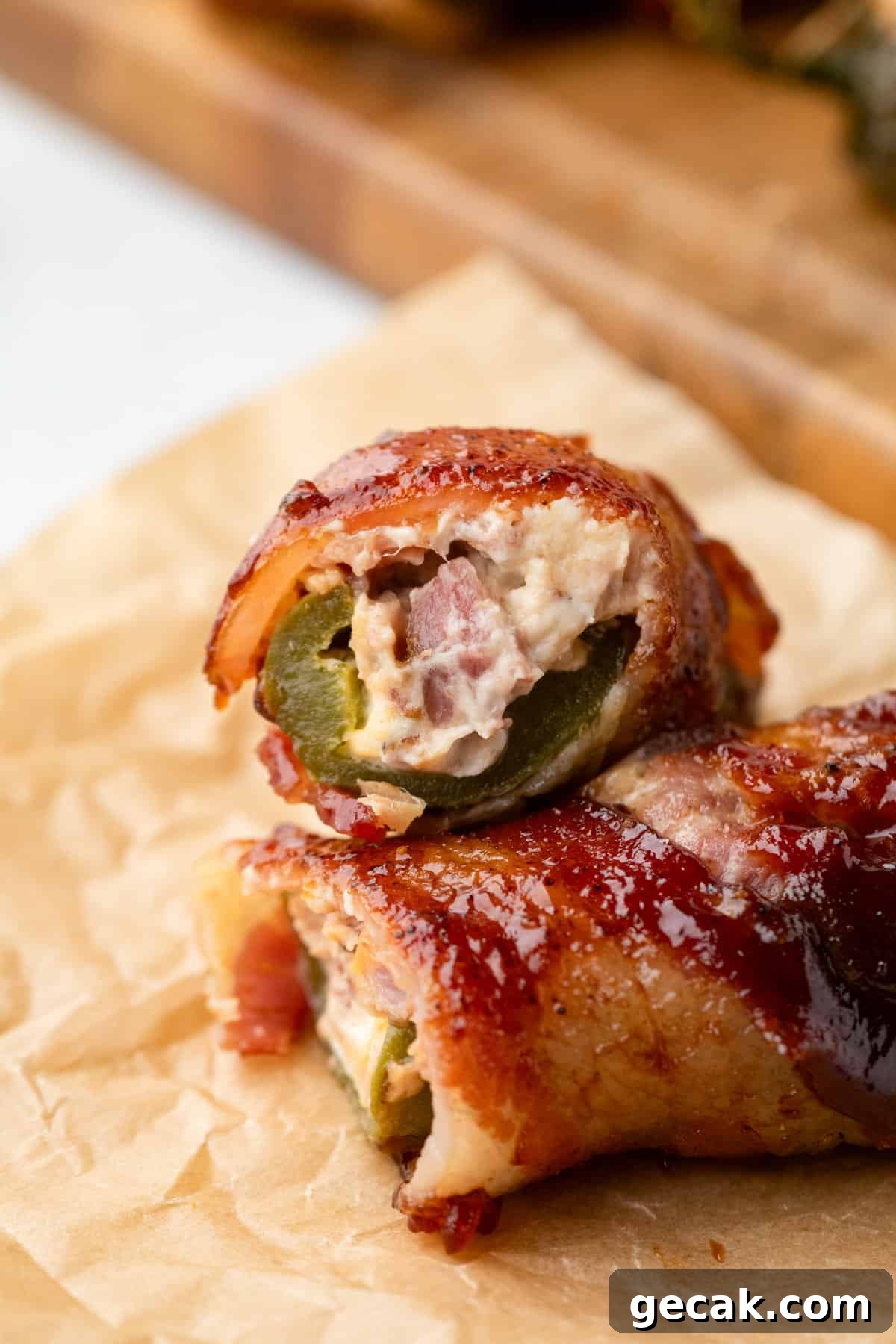 Texas Twinkies broken open on cooking paper ready to enjoy