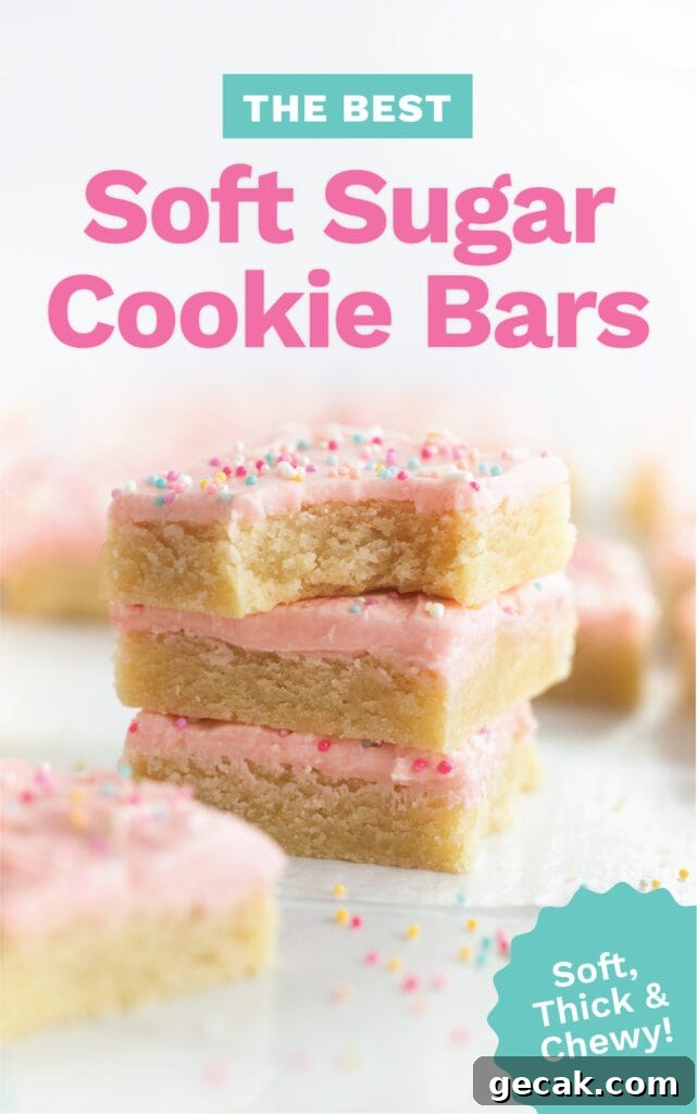 Stack of the best soft sugar cookie bars