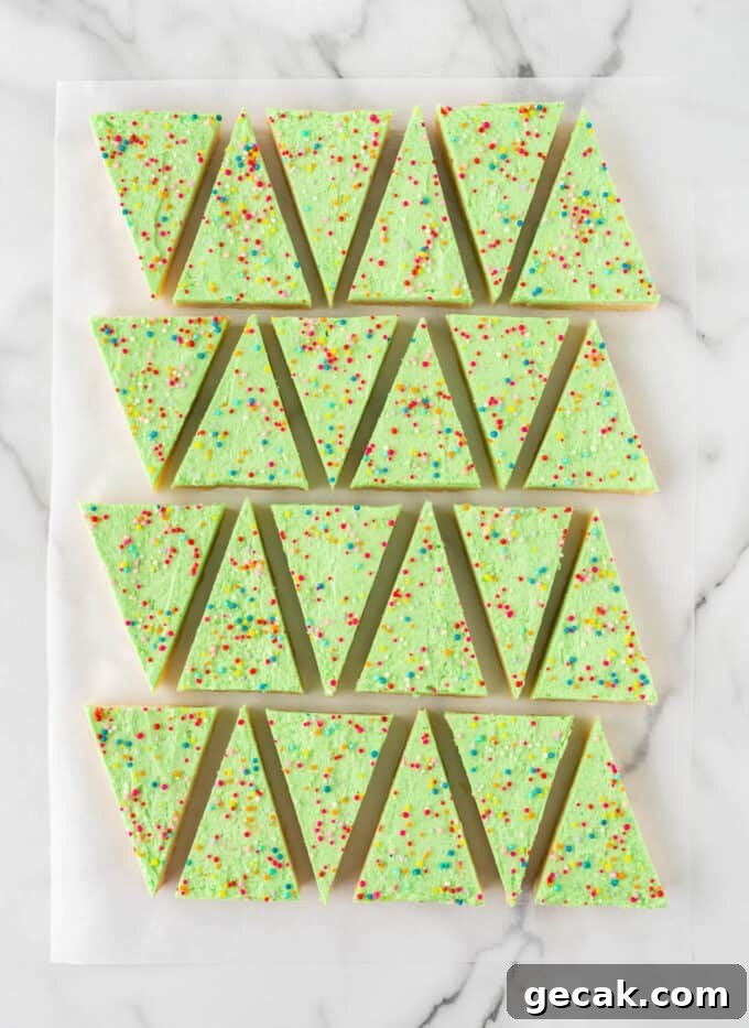 step 4 of how to cut triangle christmas trees out of 9x13 pan of sugar cookie bars
