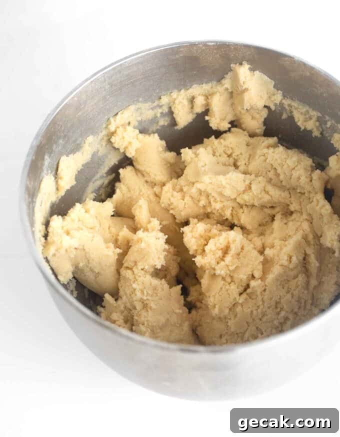 sugar cookie bar dough in bowl