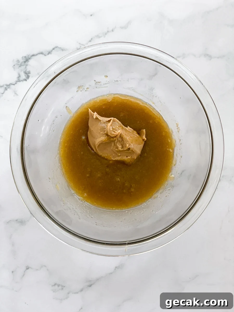 adding peanut butter
