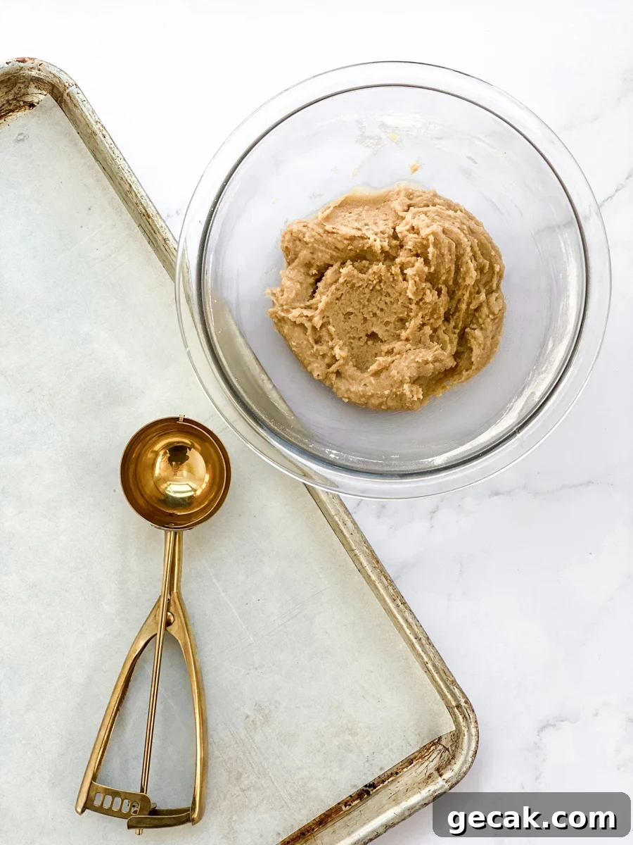 scooping dough