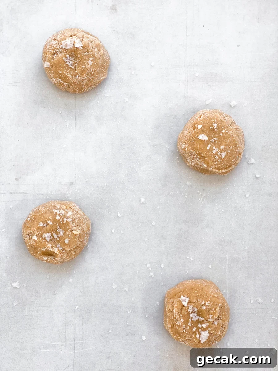 cookie dough balls sprinkled with salt