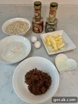 Ingredients for Yorkshire Parkin laid out 