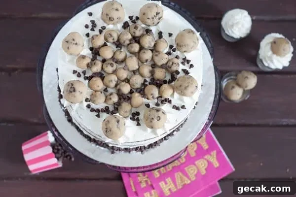 Cookie Dough Ice Cream Cake - Learn how to assemble the perfect ice cream cake at home, and customize it with an edible cookie dough recipe. * GoodieGodmother.com