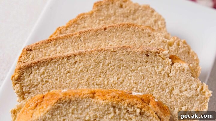 Close up view of Gluten-free Artisan bread on a white plate.