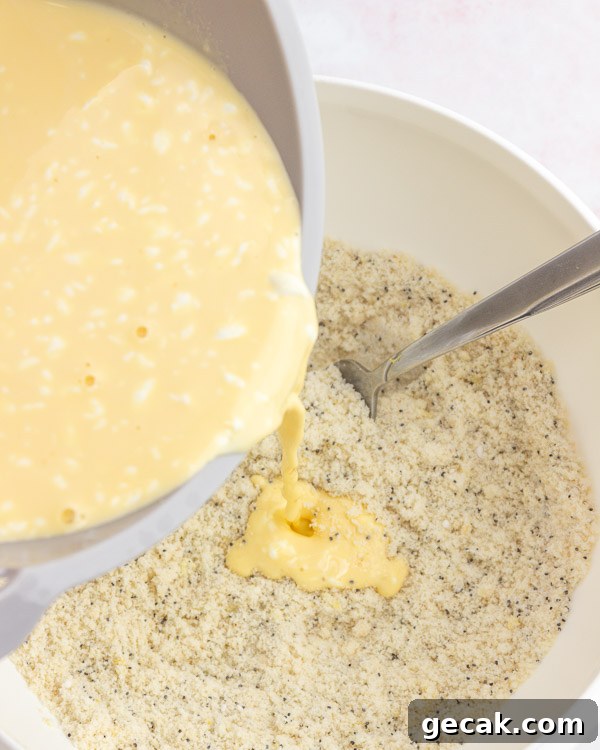 Combine wet and dry ingredients.
