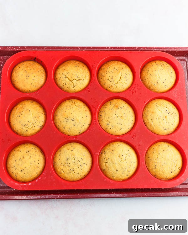 Baking the muffins.