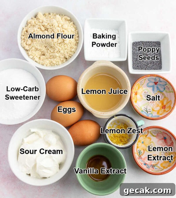 Lemon Poppy Seed Muffins ingredients.