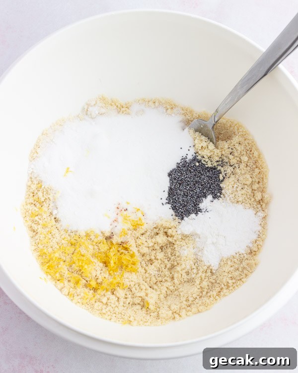 Mixing the dry ingredients.