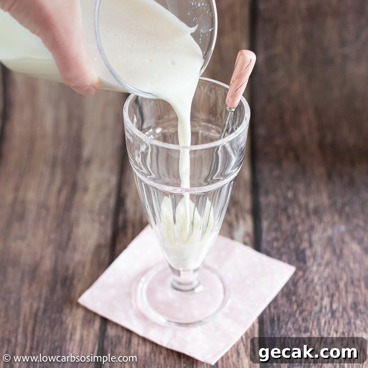 Pouring the Carnivore Tallow Latte into a Serving Glass | Low-Carb, So Simple
