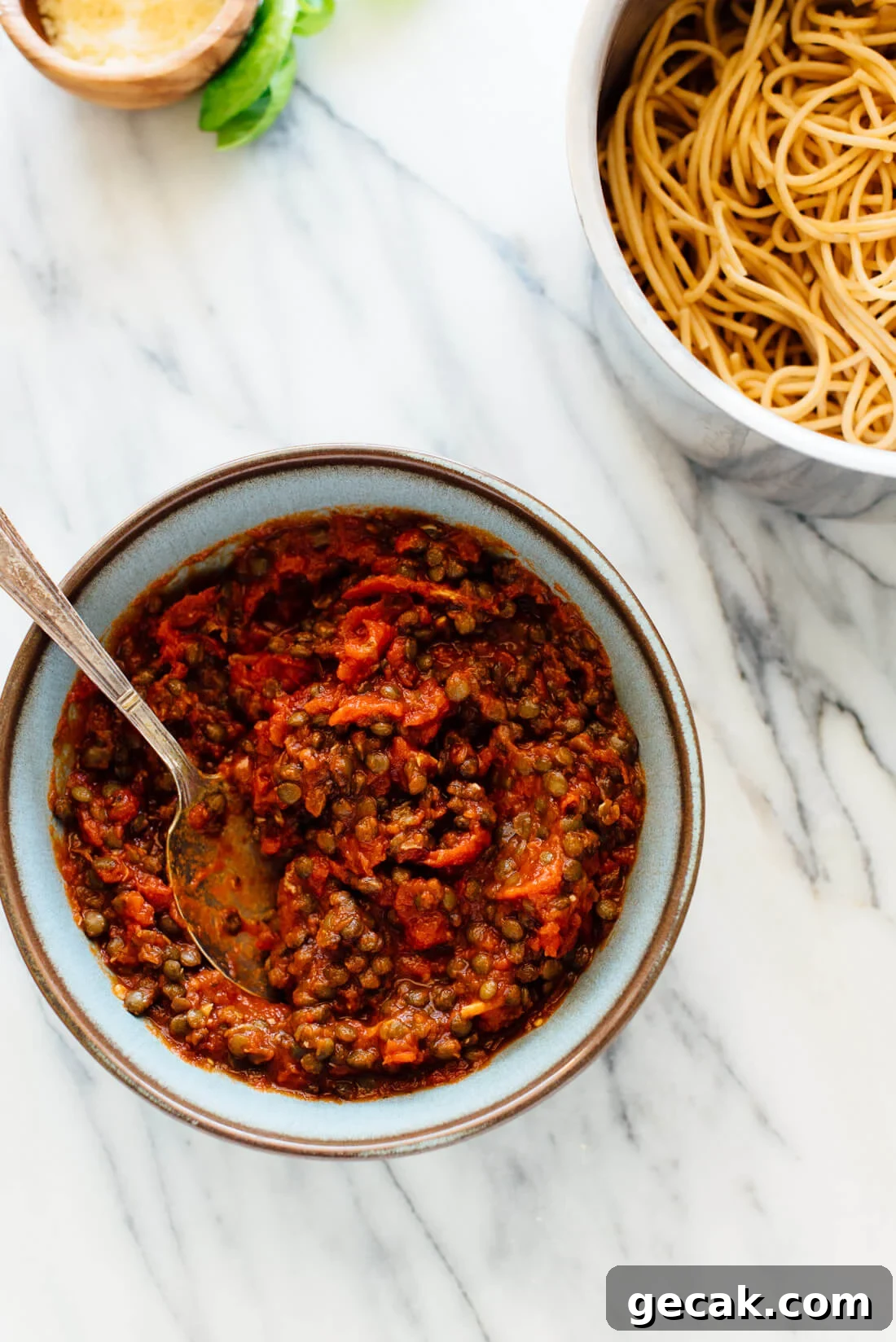 lentils with marinara sauce and pasta recipe