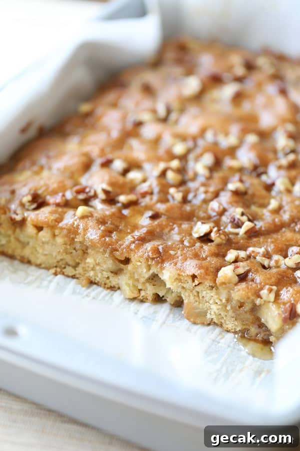 Glazed Maple Apple Cake in baking pan