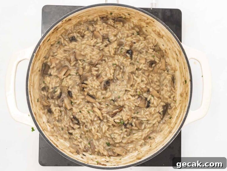 creamy vegetable risotto in a casserole