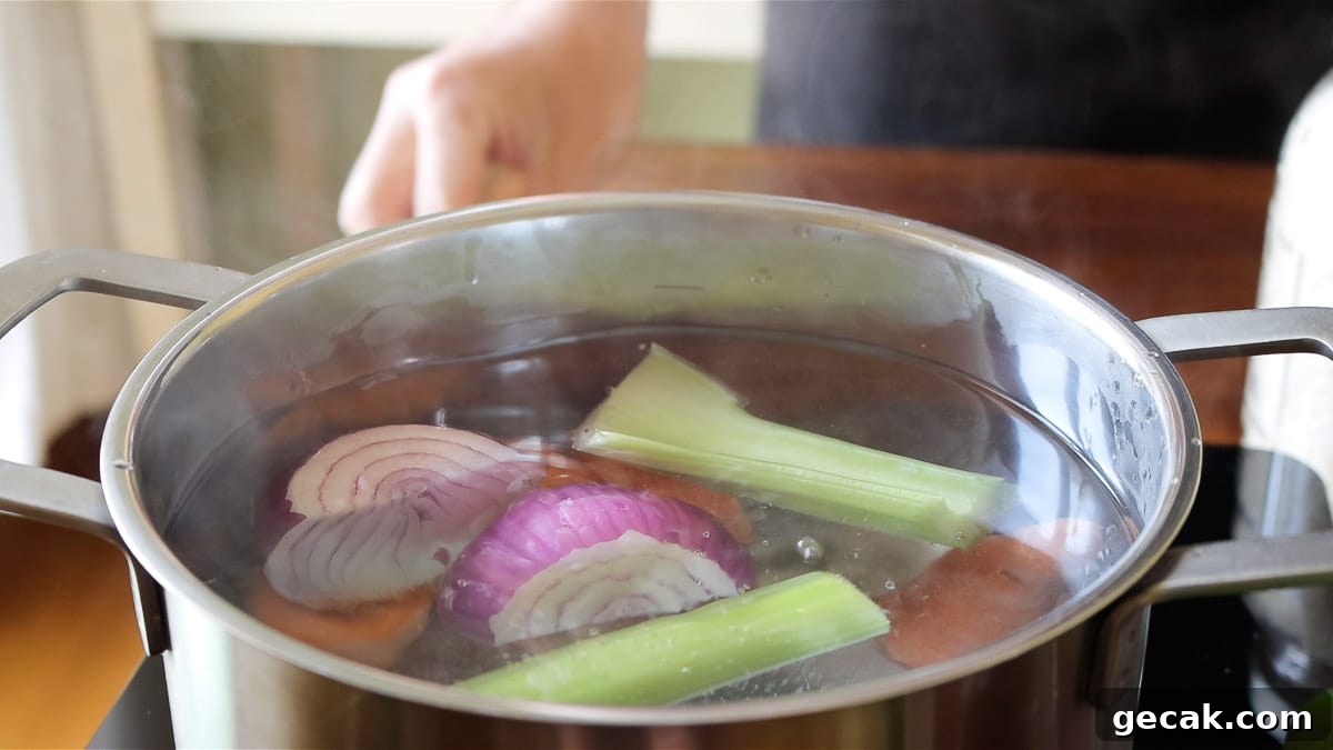 making the vegetable stock