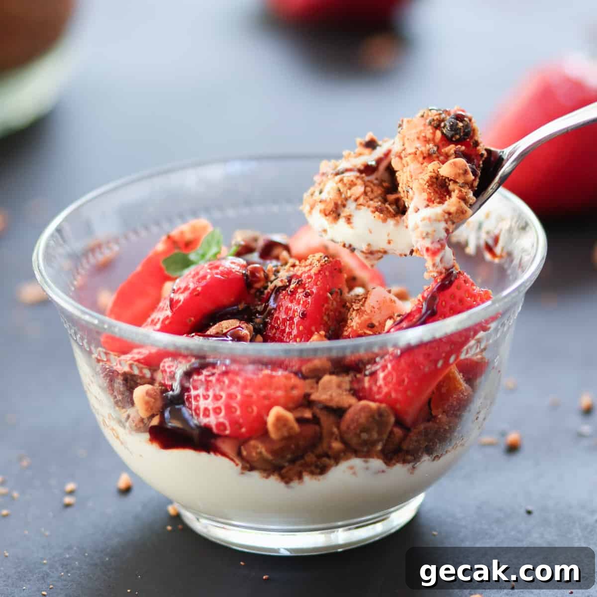 Pinterest graphic showing Roasted Buckwheat and Coconut Granola - This deep-roasted crunchy, nutty granola is delicious with some coconut yoghurt and fresh berries for a healthy plant-based breakfast.