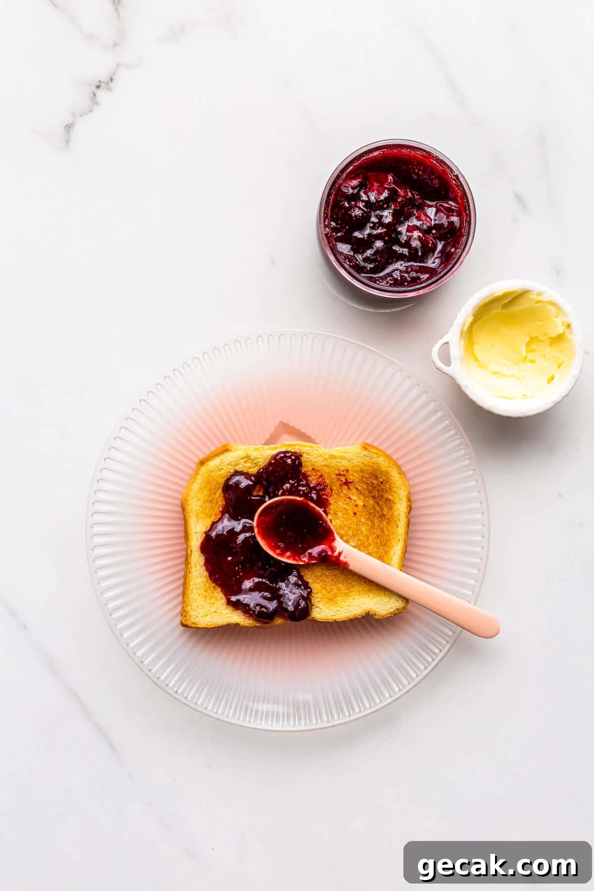 Toast with homemade strawberry jam.
