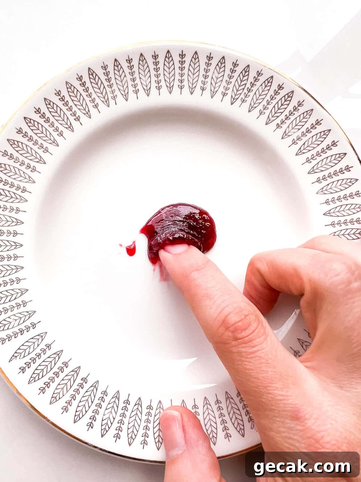 Freezer plate test showing jam wrinkles when set.