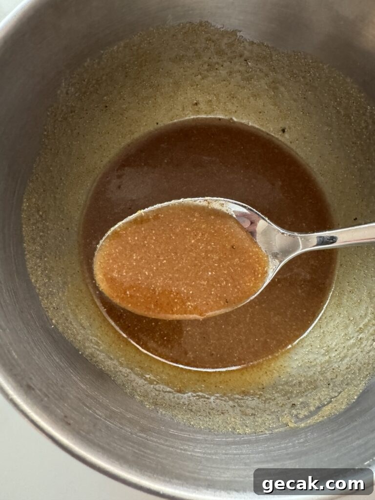 Maple glaze on a spoon