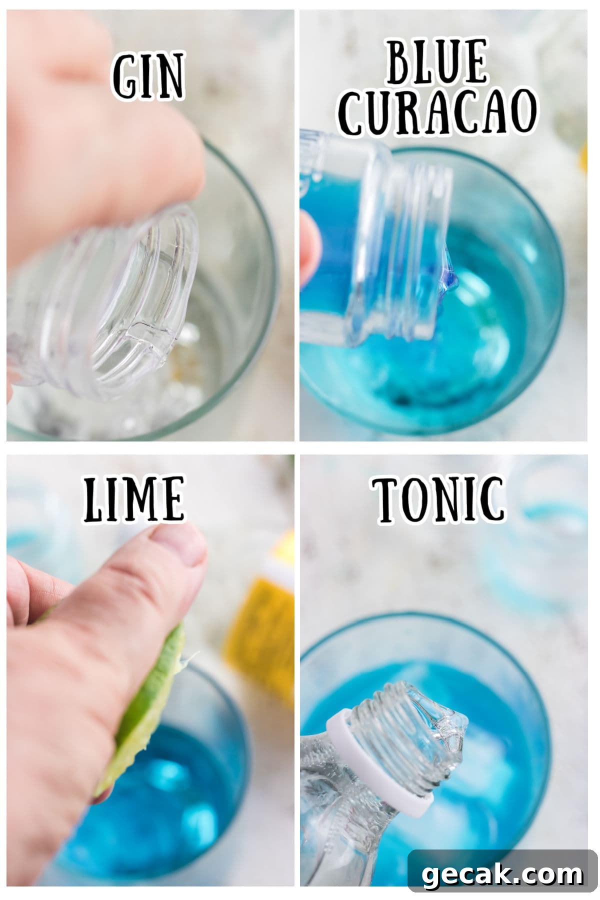 Step by step images showing how to make this gin and tonic.