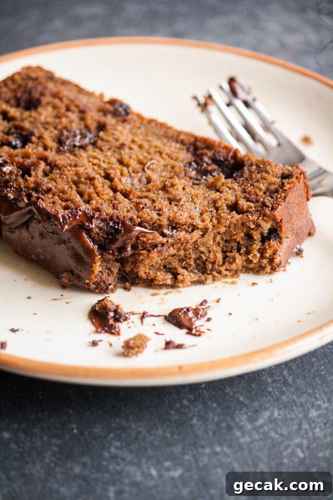 Eggless Double Chocolate Banana Bread Recipe 3 Soft and moist, eggless chocolate banana bread with cocoa and lots of chocolate chunks