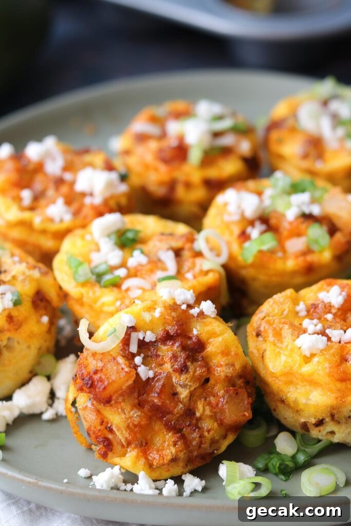 EASY BAKED CHORIZO EGG BITES side view 