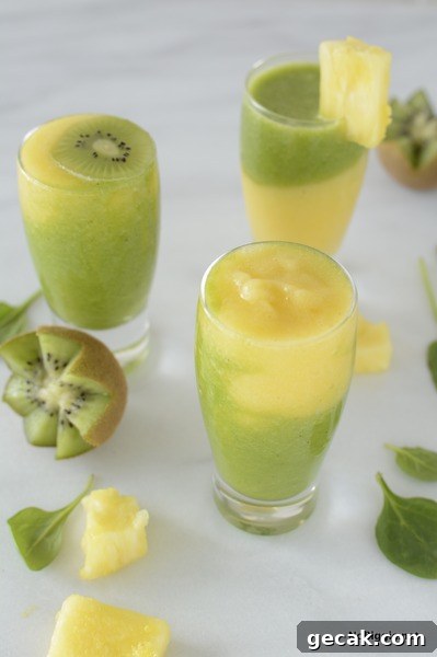 pineapple kiwi layered smoothies | NoBiggie.net