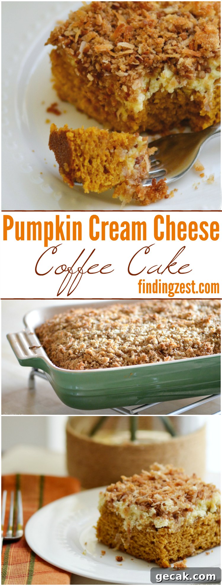 Pumpkin Cream Cheese Coffee Cake Recipe for Fall Gatherings 11 This homemade Pumpkin Cream Cheese Coffee Cake is a great brunch or breakfast for fall, including Thanksgiving! Serve it up with some fresh coffee!