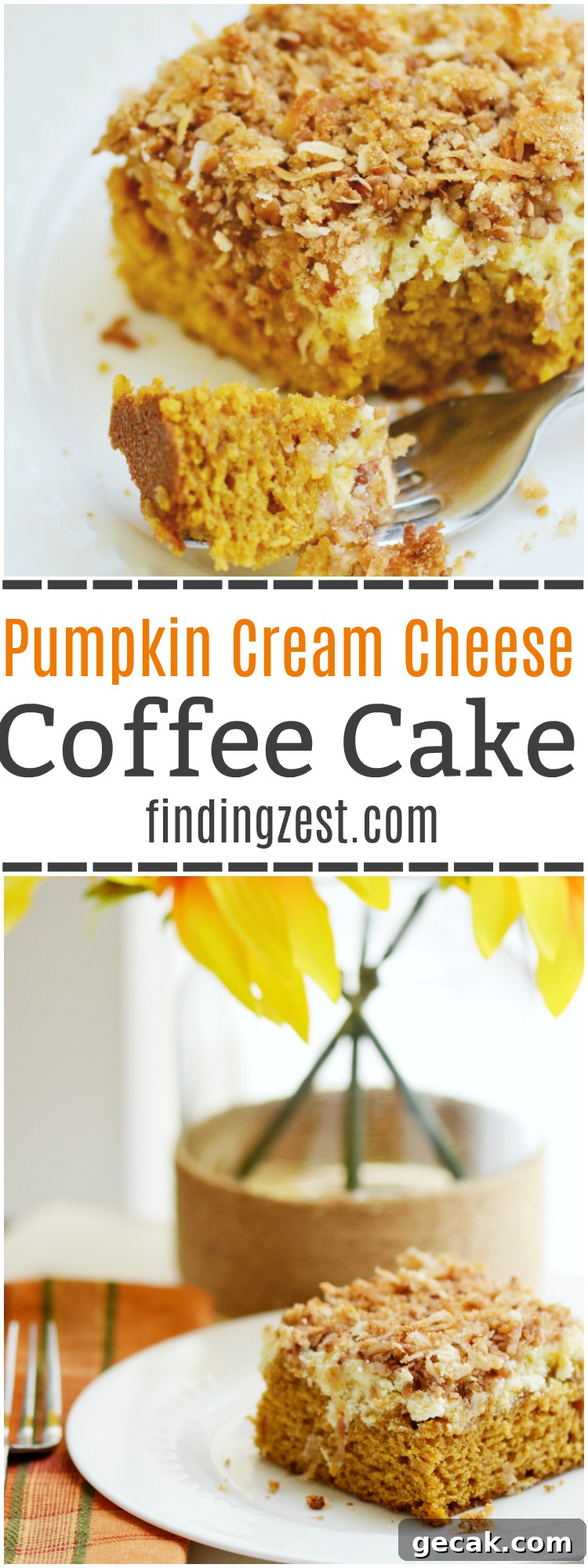 Pumpkin Cream Cheese Coffee Cake Recipe for Fall Gatherings 12 This homemade Pumpkin Cream Cheese Coffee Cake is a great brunch or breakfast for fall, including Thanksgiving! Serve it up with some fresh coffee!