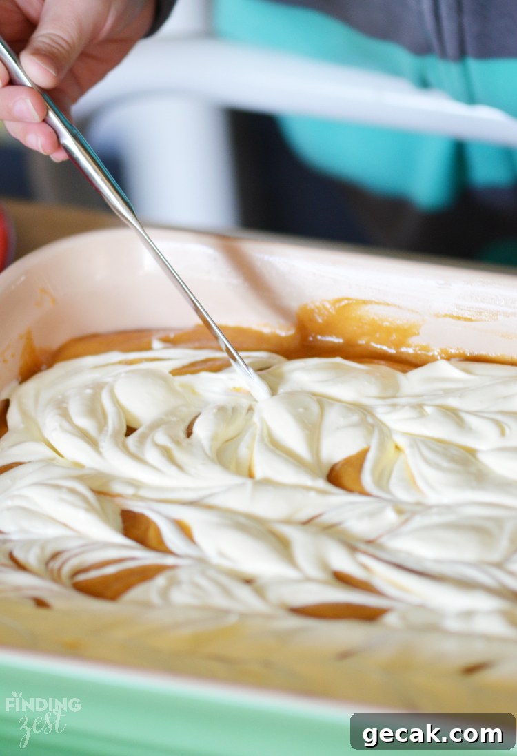 Pumpkin Cream Cheese Coffee Cake Recipe for Fall Gatherings 5 Adding Cream Cheese Swirl to Pumpkin Coffee Cake