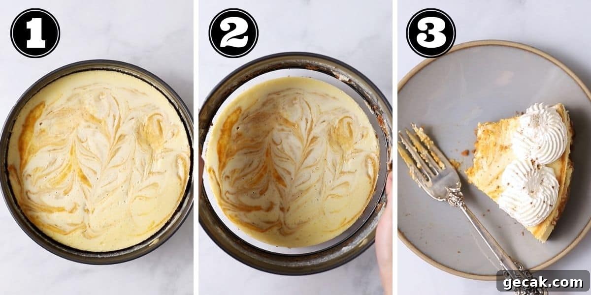 baking the pumpkin cheesecake step by step