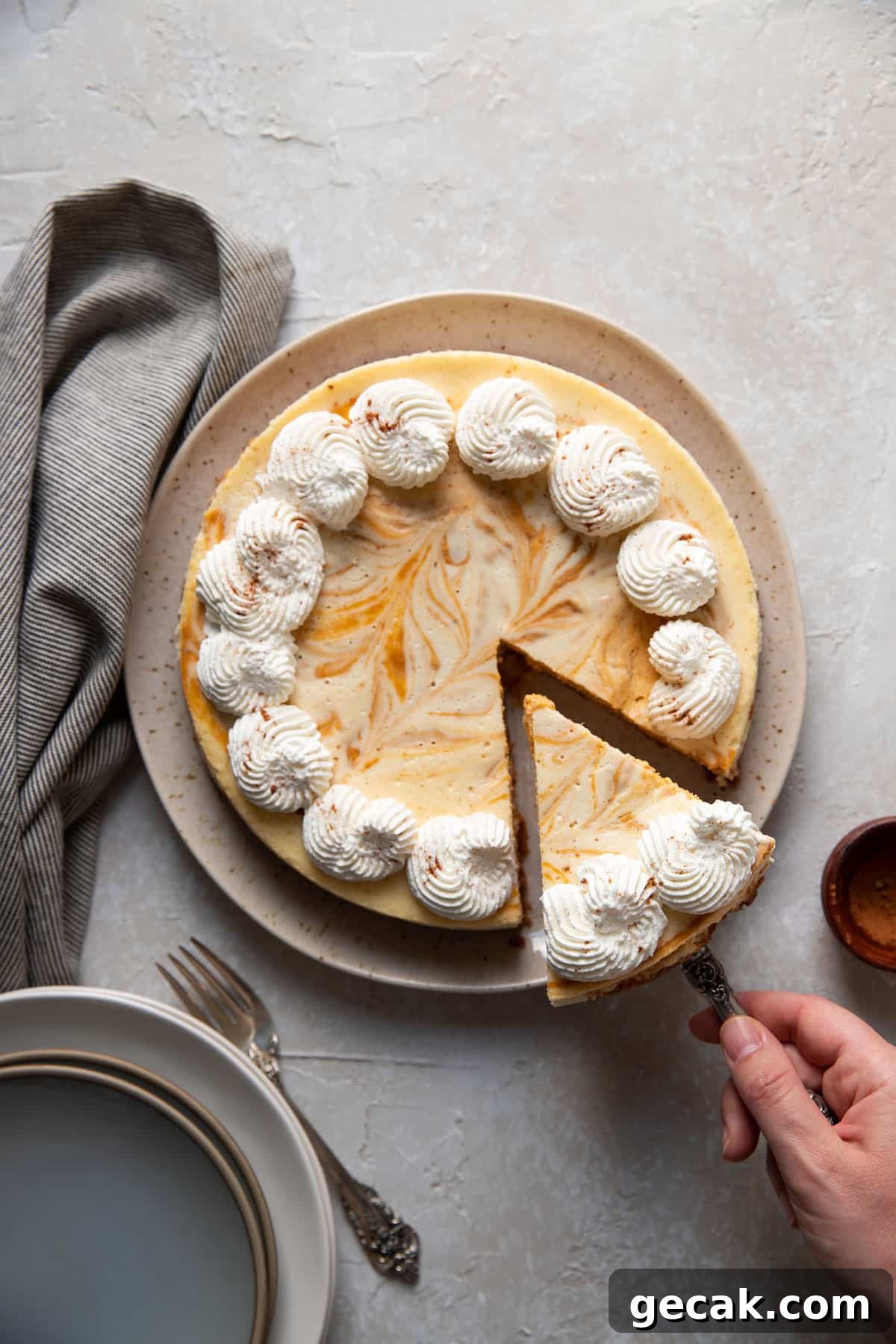 pumpkin cheesecake on a plate