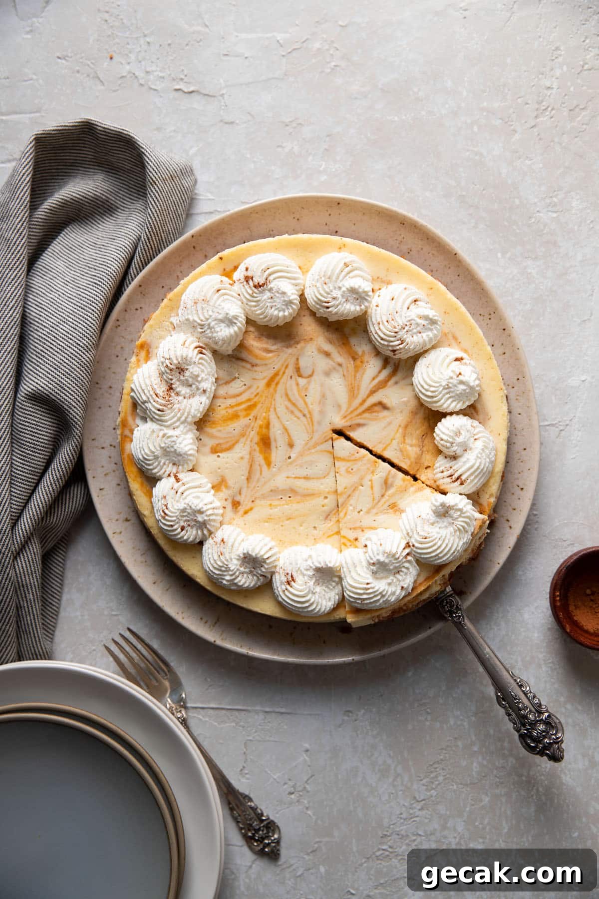 pumpkin cheesecake on a plate