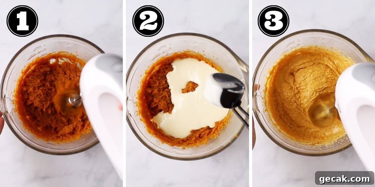 step by step preparing pumpkin filling