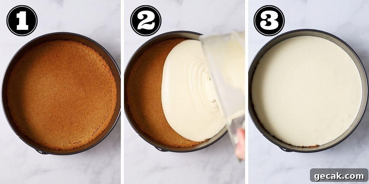 assembling the cheesecake