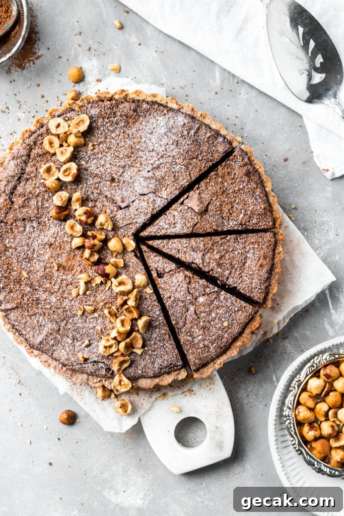Chocolate Hazelnut Tart with Crunchy Hazelnut Crust 2 hazelnut brownie tart