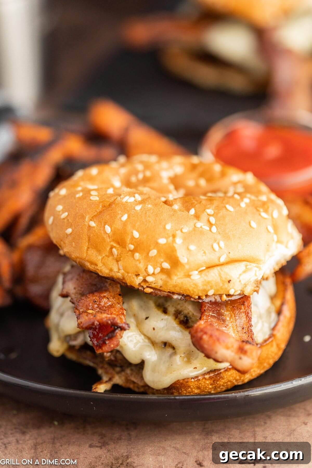 Bacon Cheeseburger on a plate.