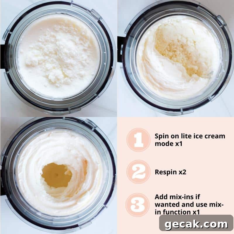Grid-style images of making ninja creami frozen yogurt.