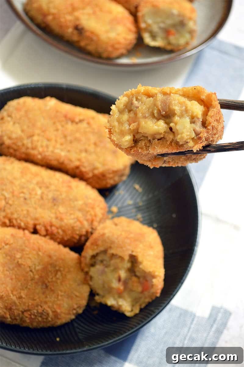 Crunchy Curry Croquettes Recipe with Spiced Potato Filling 7 curry korokke