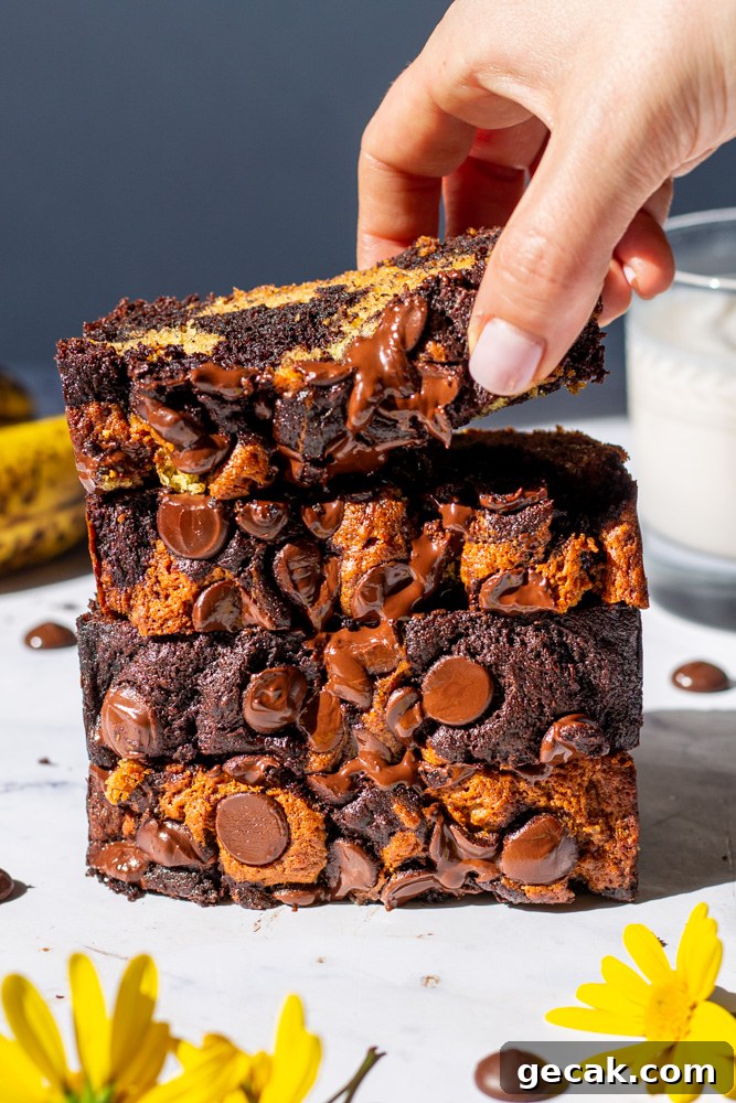 Marble Banana Bread Recipe with Swirled Chocolate Ribbon 2 marble banana bread