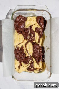 Marble Banana Bread Recipe with Swirled Chocolate Ribbon 14 marble banana bread swirled