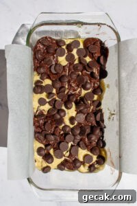 Marble Banana Bread Recipe with Swirled Chocolate Ribbon 15 marble banana bread before baking