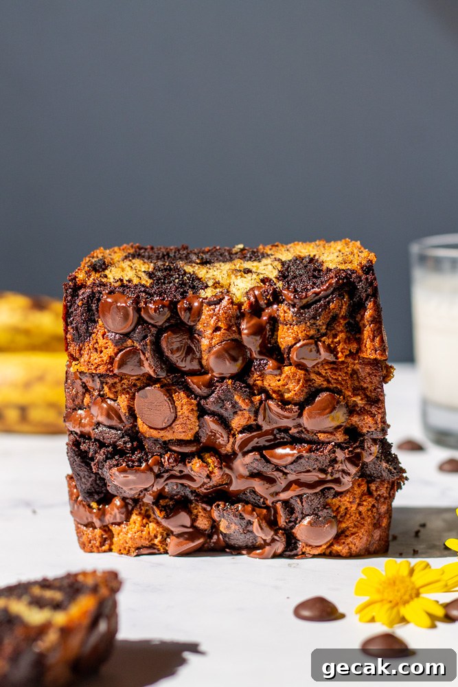 Marble Banana Bread Recipe with Swirled Chocolate Ribbon 3 marble banana bread