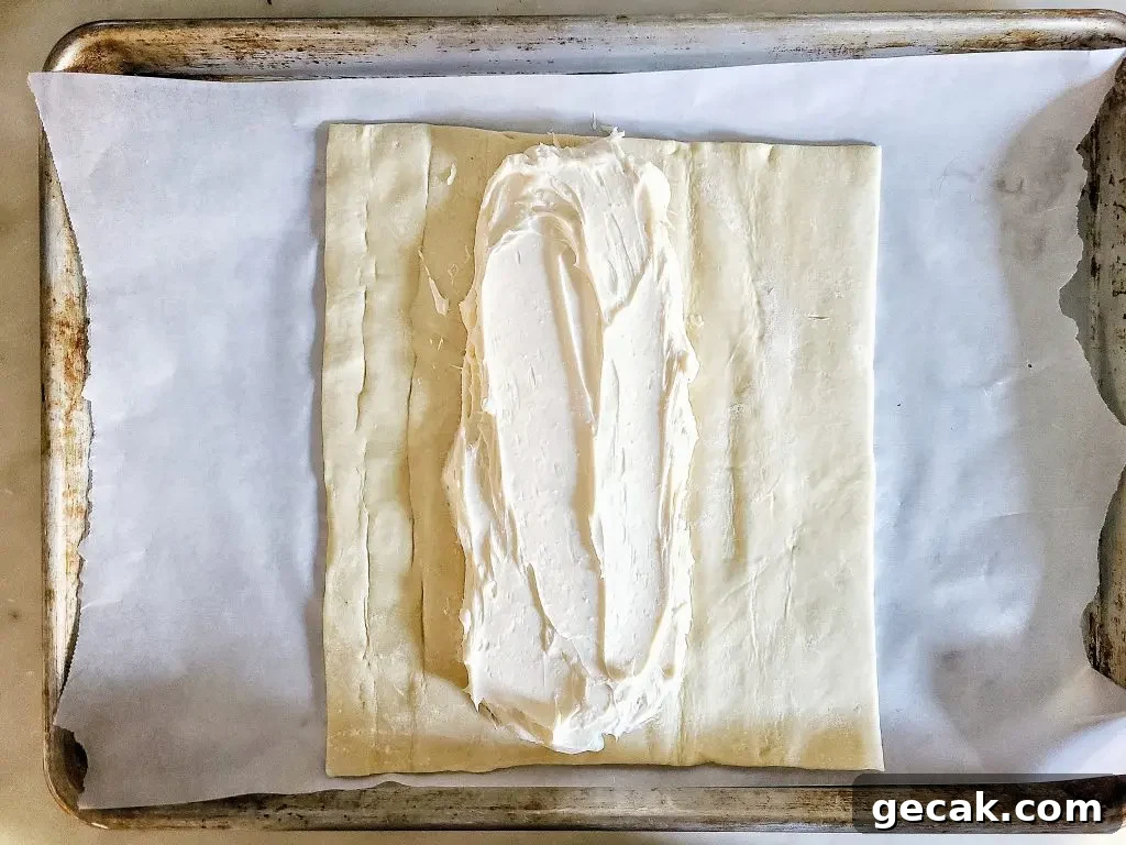 puff pastry base with cream cheese mixture