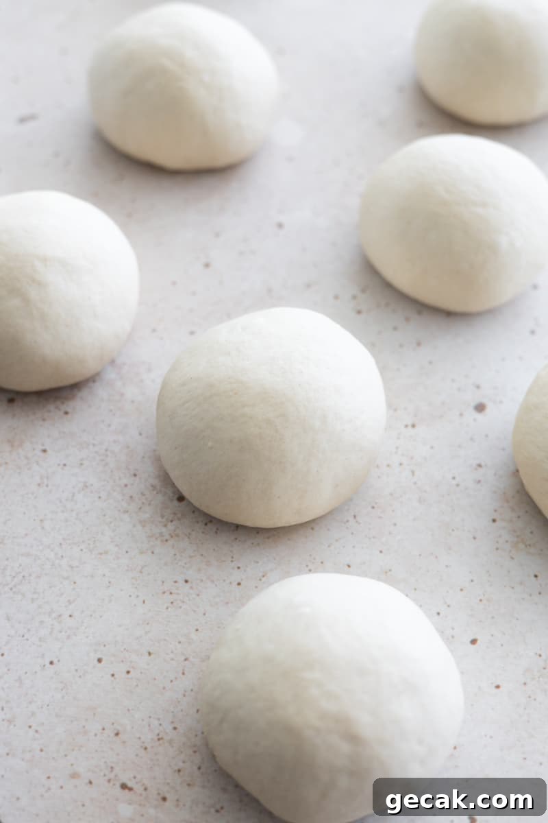 Dough shaped into balls. 