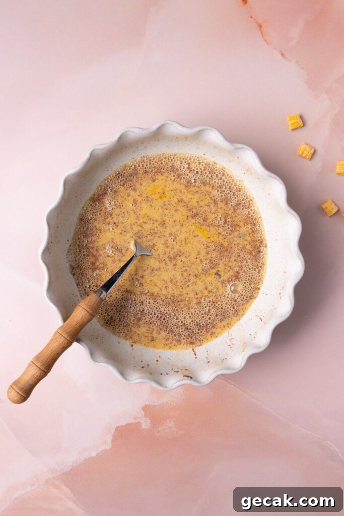 25-Minute Crunchy Cap'n Crunch French Toast Recipe 5 Egg wash with vanilla extract and cinnamon mixed in.