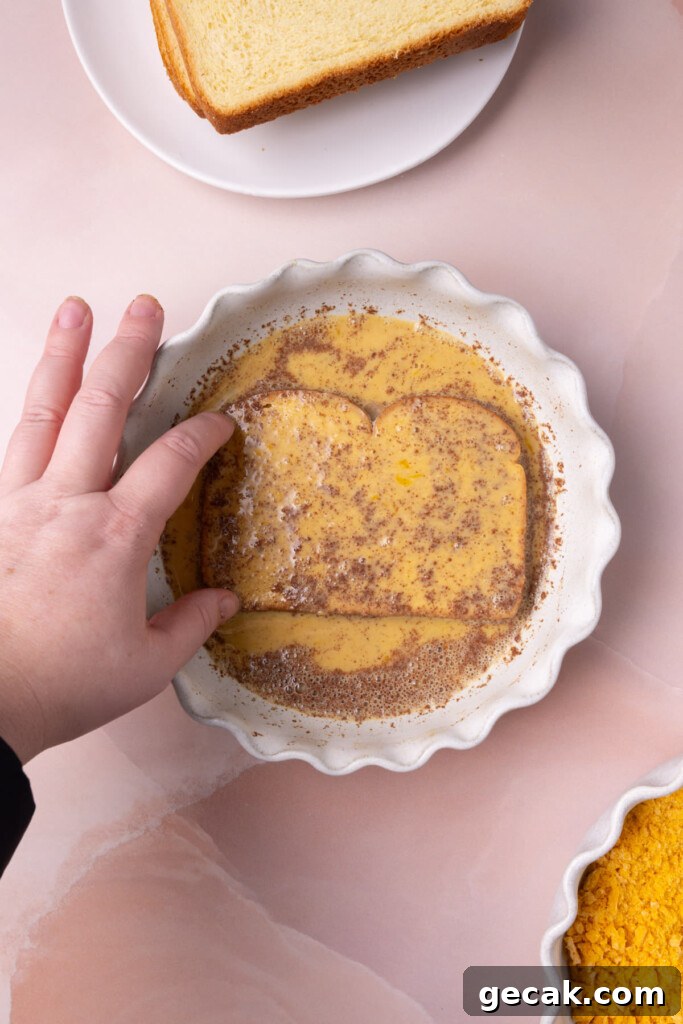 25-Minute Crunchy Cap'n Crunch French Toast Recipe 10 Slice of brioche completely coated on both sides with cinnamon egg wash.
