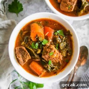 Creamy Beef, Kale and Tomato Stew (Paleo, Gluten-Free) | Perchance to Cook, www.perchancetocook.com