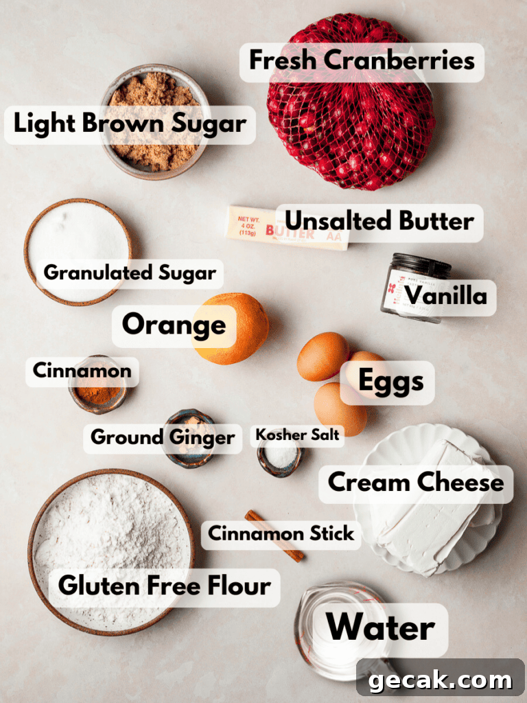 Ingredients for cranberry cheesecake bars