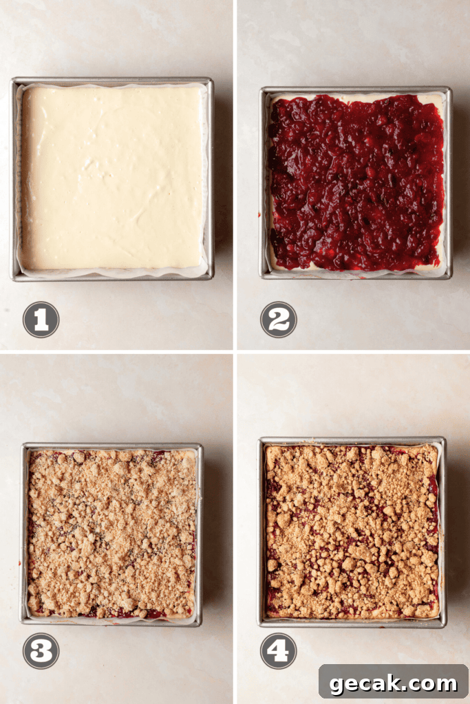 Baked cranberry cheesecake bars